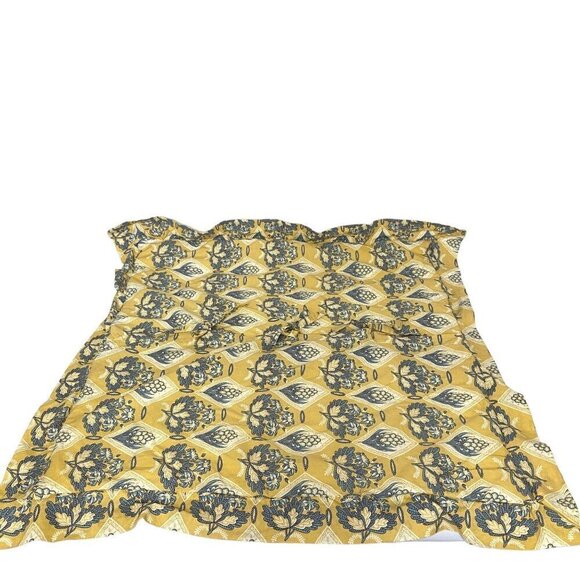 CHAMBERS Euro Sham Luxury Pillow Cover Quilted Cotton Yellow Blue French Country - Picture 1 of 10